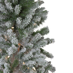 Pre-Lit Slim Flocked Alpine Artificial Christmas Trees - 5' - Clear Lights - Set of 3