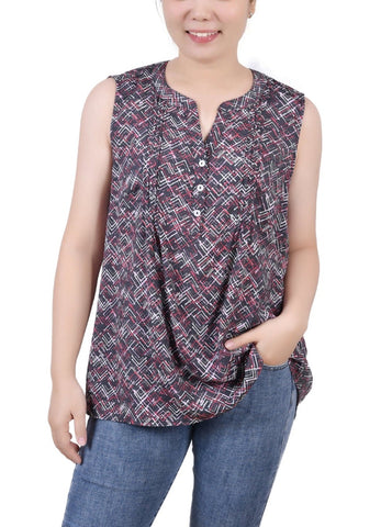 Petite Sleeveless Pintucked Blouse