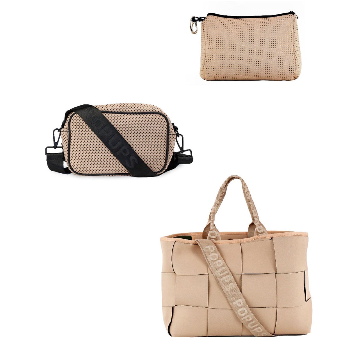  Pop Ups Brand Icon Tote + Camera Bag + Pouch - Tan - Default Title - Bonton