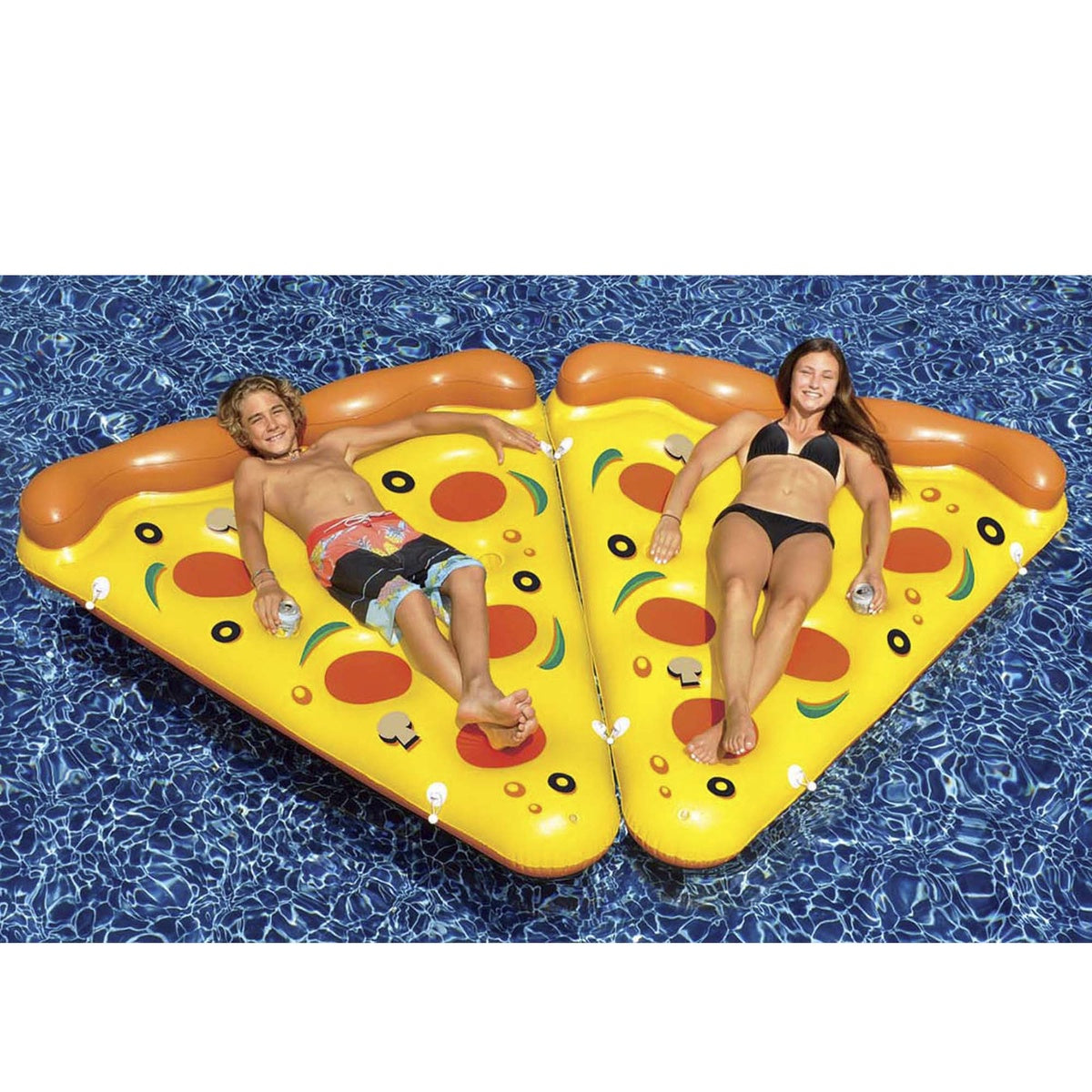  Swim Central Inflatable Yellow and Orange Pizza Slice Swimming Pool Float Raft - 72