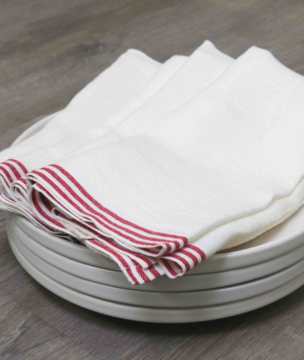  Caravan Alsace White Napkins 20x20 - Set of 4 - White & Blue - Bonton