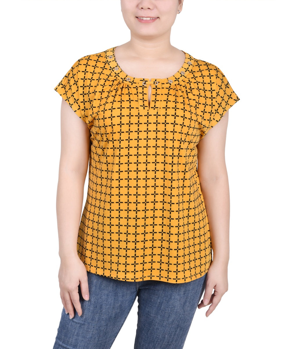  NY Collection Extended Sleeve Top With Grommets - Nice Icemoon - Bonton