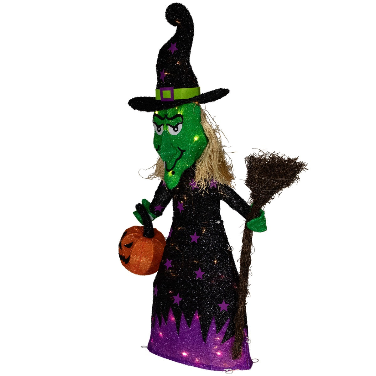  Northlight LED Lighted Witch With Broom Outdoor Halloween Decoration - 39