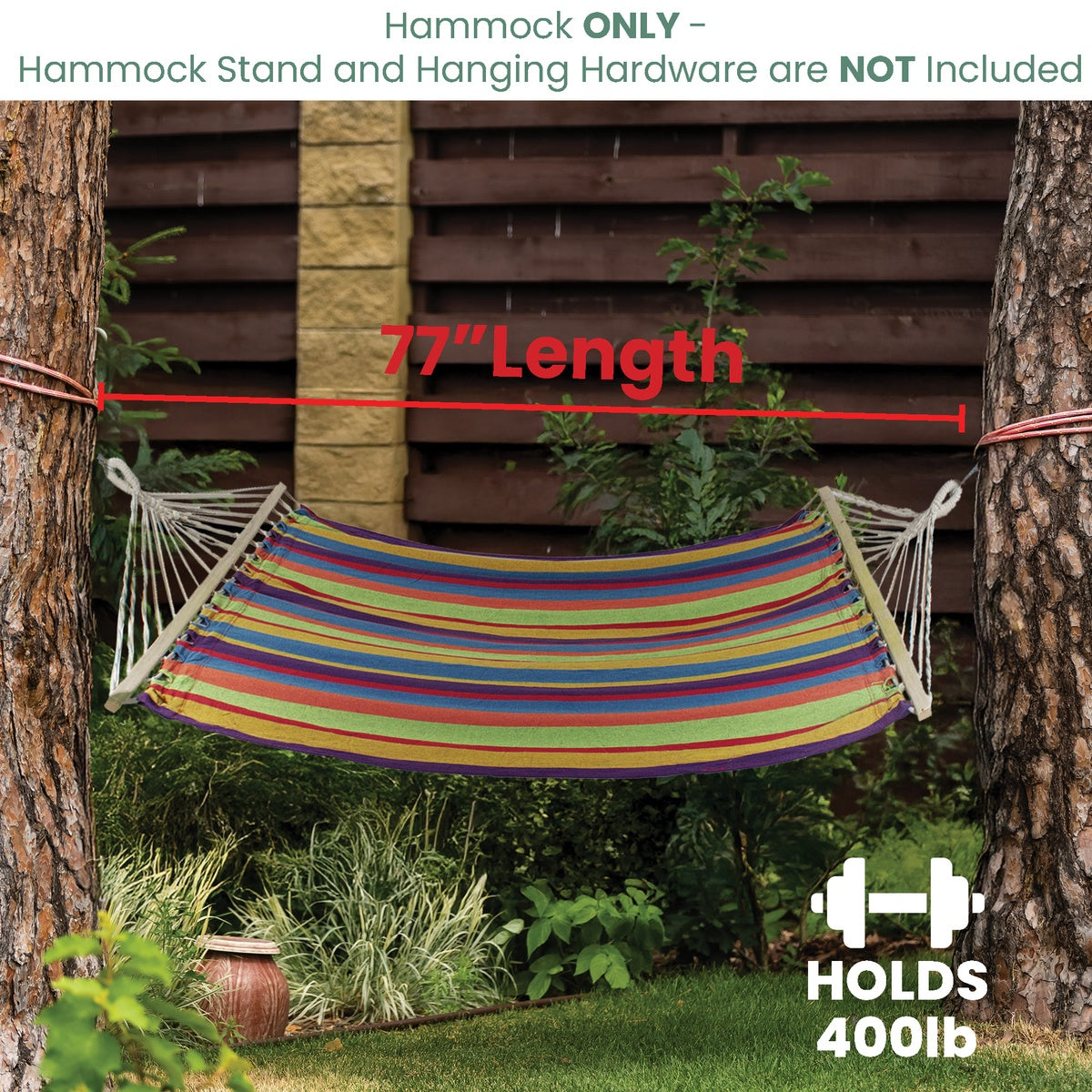  Northlight Striped Woven Two Person Double Hammock - 77