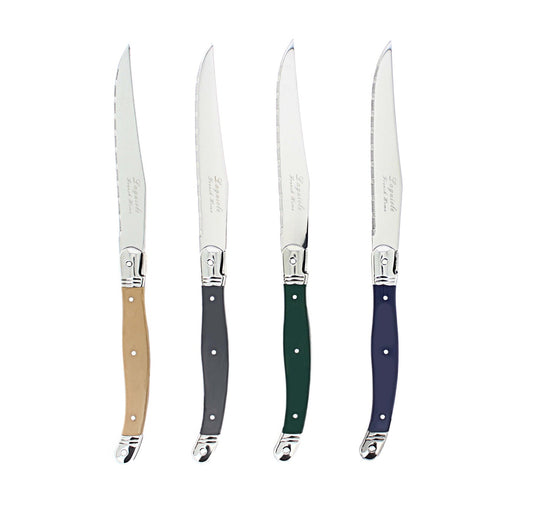 Set of 4 Laguiole Steak Knives, Earth Tones