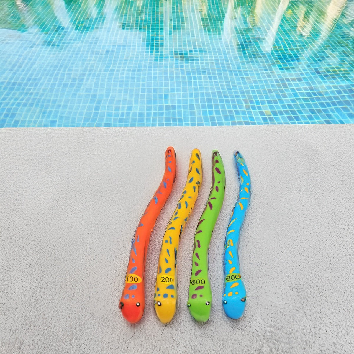  Swim Central Set of 4 Vibrantly Colored Fun Moray Eel Diving Point Sticks Swimming Pool Toys 10'' - Default Title - Bonton