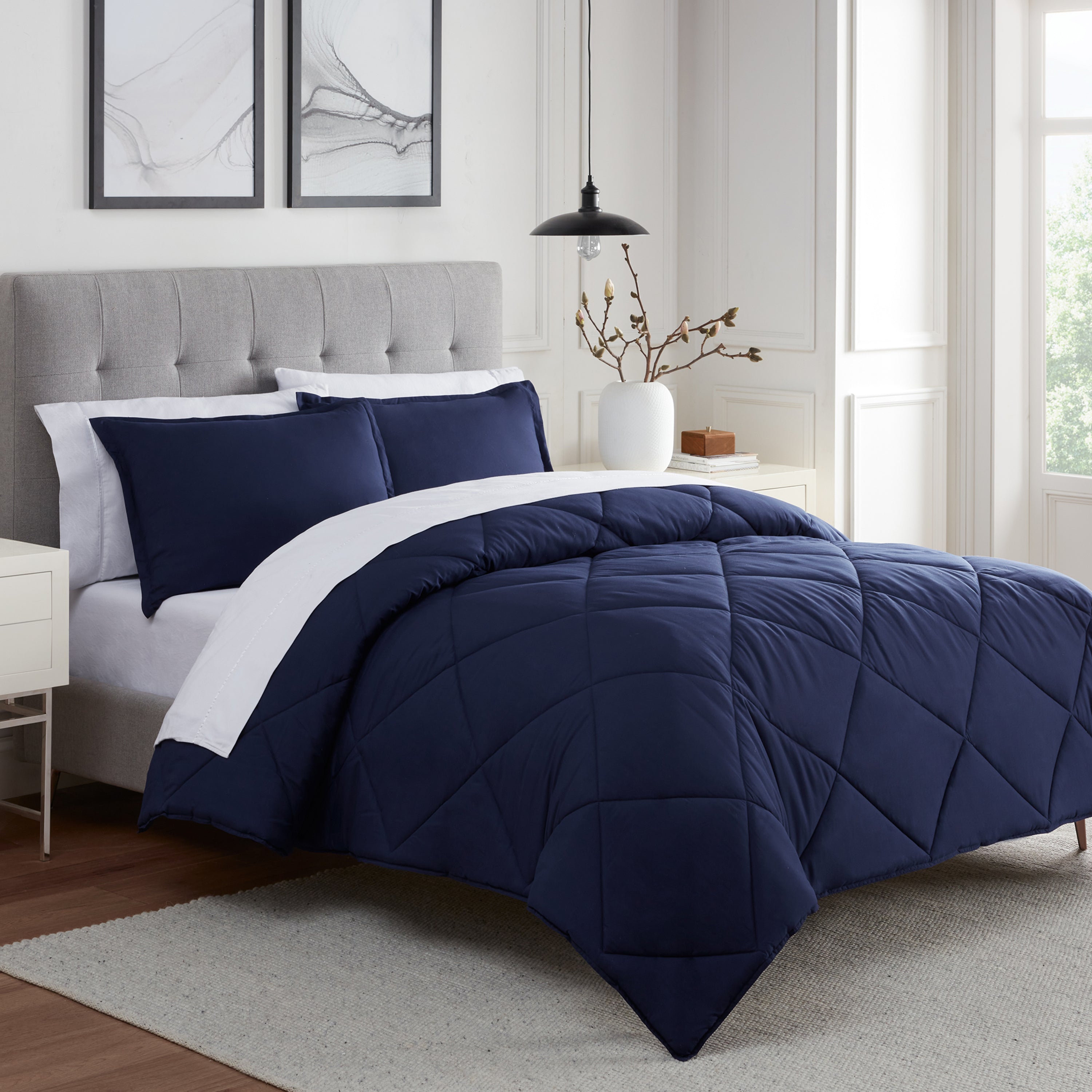  Sleep Solutions Cooling Comforter Set - Medieval Blue - Bonton