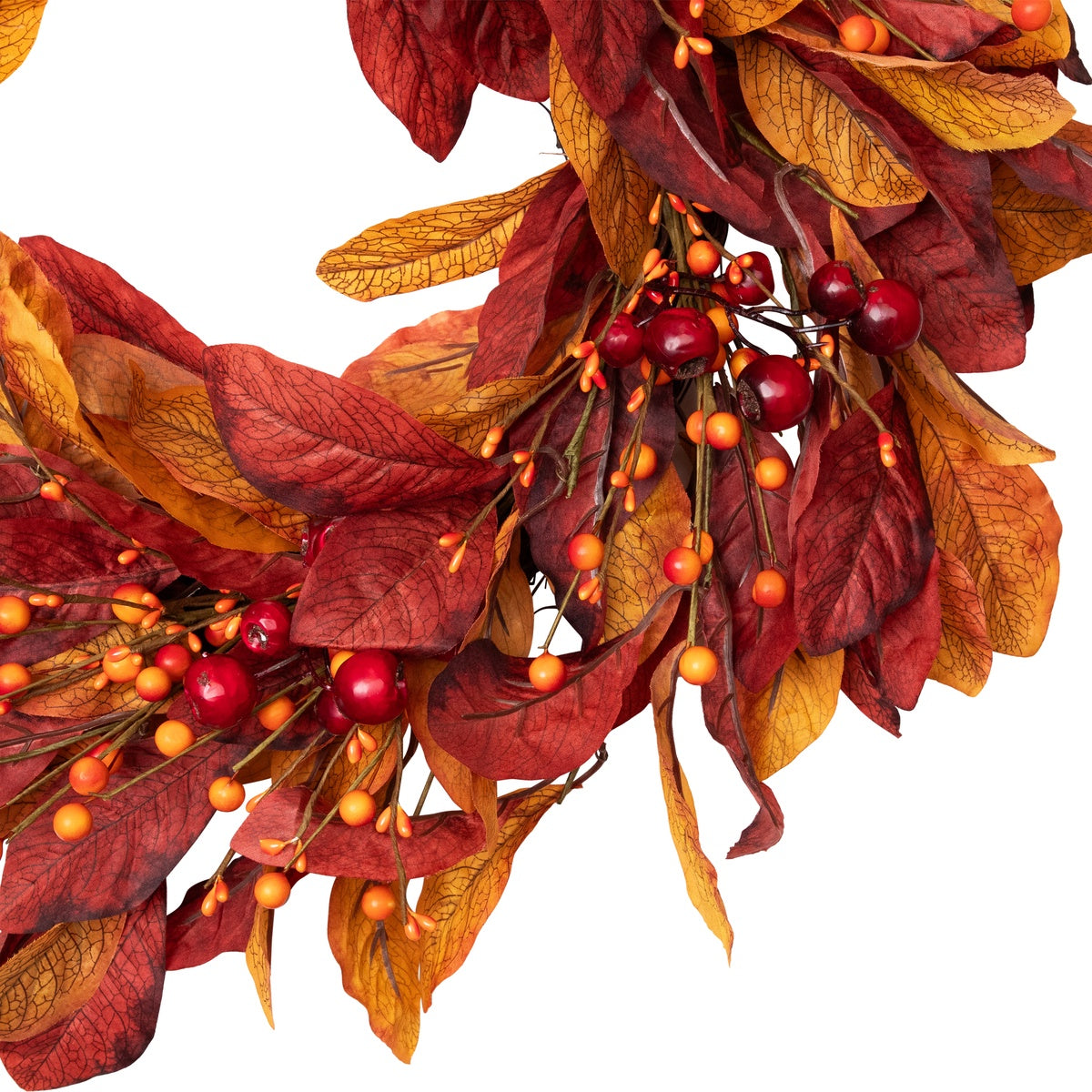  Northlight Berries With Leaves Artificial Fall Harvest Twig Wreath  24-Inch  Unlit - Default Title - Bonton