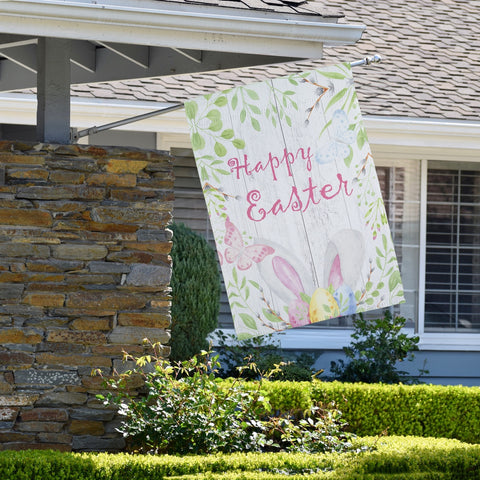 Happy Easter Bunny Ears Outdoor House Flag 28" X 40"