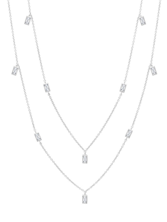 Prism Baguette 36" Necklace Finished in Pure Platinum