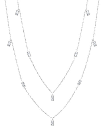 Prism Baguette 36" Necklace Finished in Pure Platinum