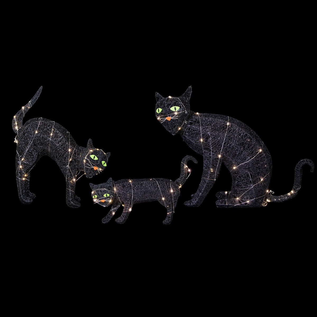  Northlight Set of 3 LED Lighted Black Cat Family Outdoor Halloween Decorations 27.5