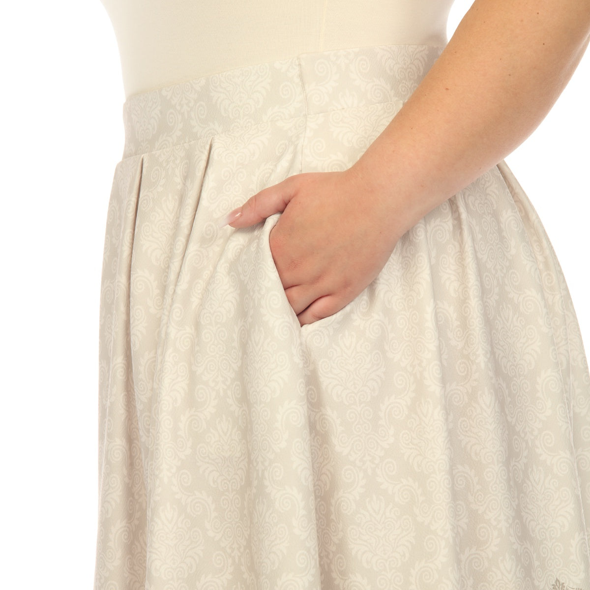  White Mark Plus Size Pleated Skirt With Border Prints - 1X - Bonton