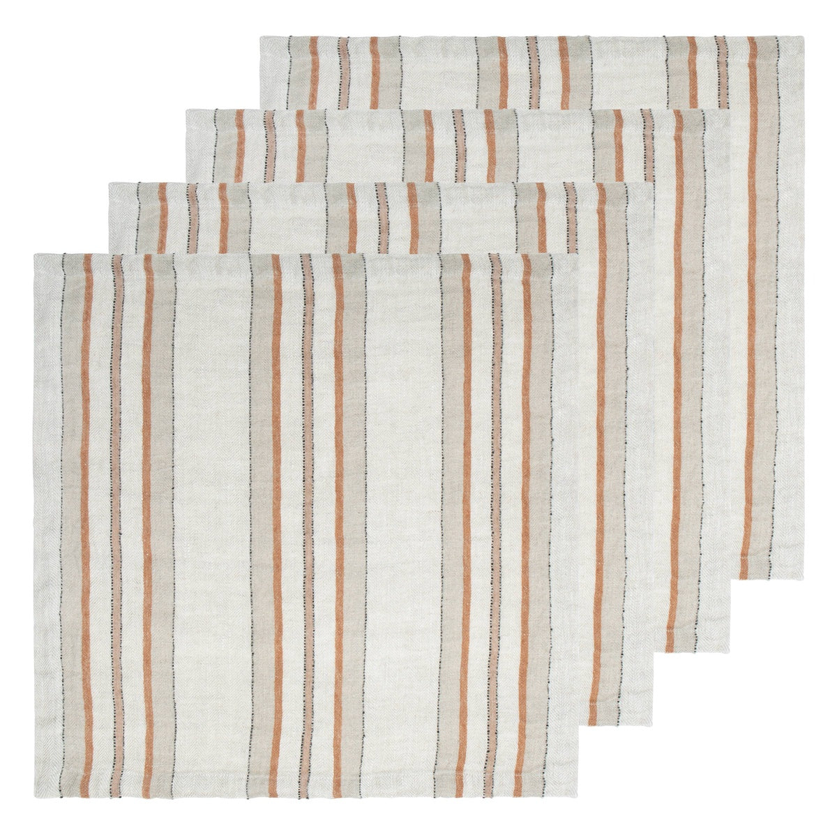  Caravan Trio Stripe Napkins 20x20 - Set of 4 - Natural Olive - Bonton