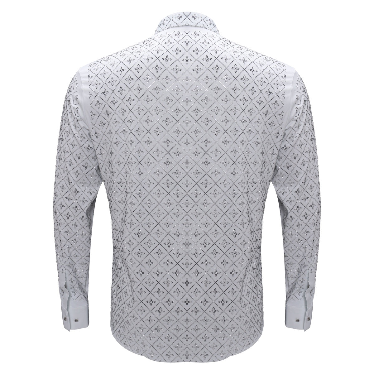 Barocco Sharp Armor Button-Up Shirt WHITE/SILVER - WHITE/SILVER - Bonton