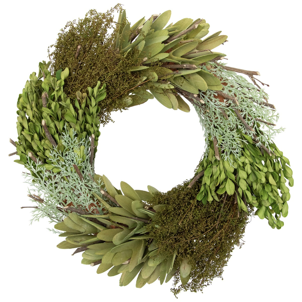  Northlight Cedar  Succulent and Day Grass Artificial Spring Wreath  Green -14-Inch - Default Title - Bonton