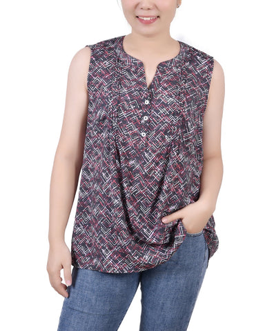 Sleeveless Pintucked Blouse