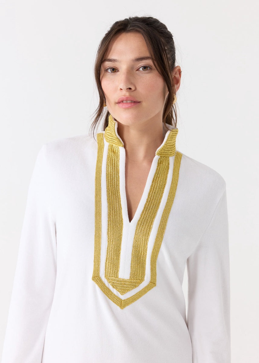  Cabana Life White/Gold Terry Tunic - XS - Bonton