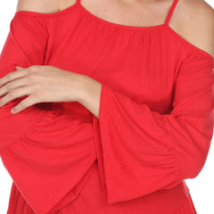 Women's Cold Shoulder Ruffle Sleeve Top