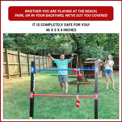 Pro Ladder Toss Indoor Outdoor Game Set for Yard & Lawn Games With 6 Soft Rubber Bolo Balls Heavy Duty Bars Stands & Travel Carrying Case | Game for Family Kids Beach Party Picnic & Adults