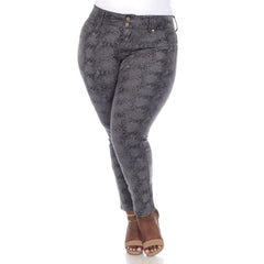 Plus Size Faux Suede Snake Print Pants