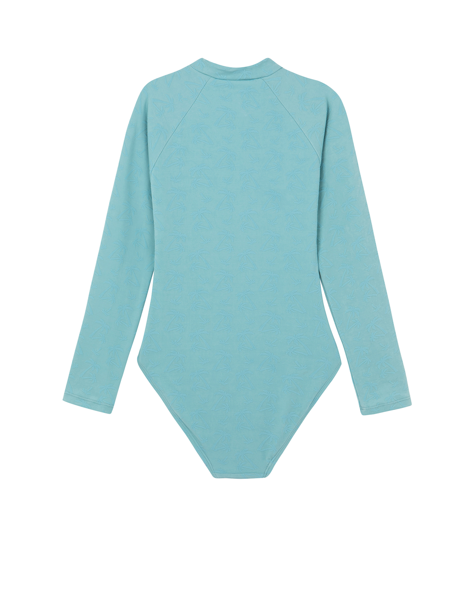  Gottex Kids Palm Party Textured Long Sleeve Zip Front One Piece - Palm Party Green - Bonton