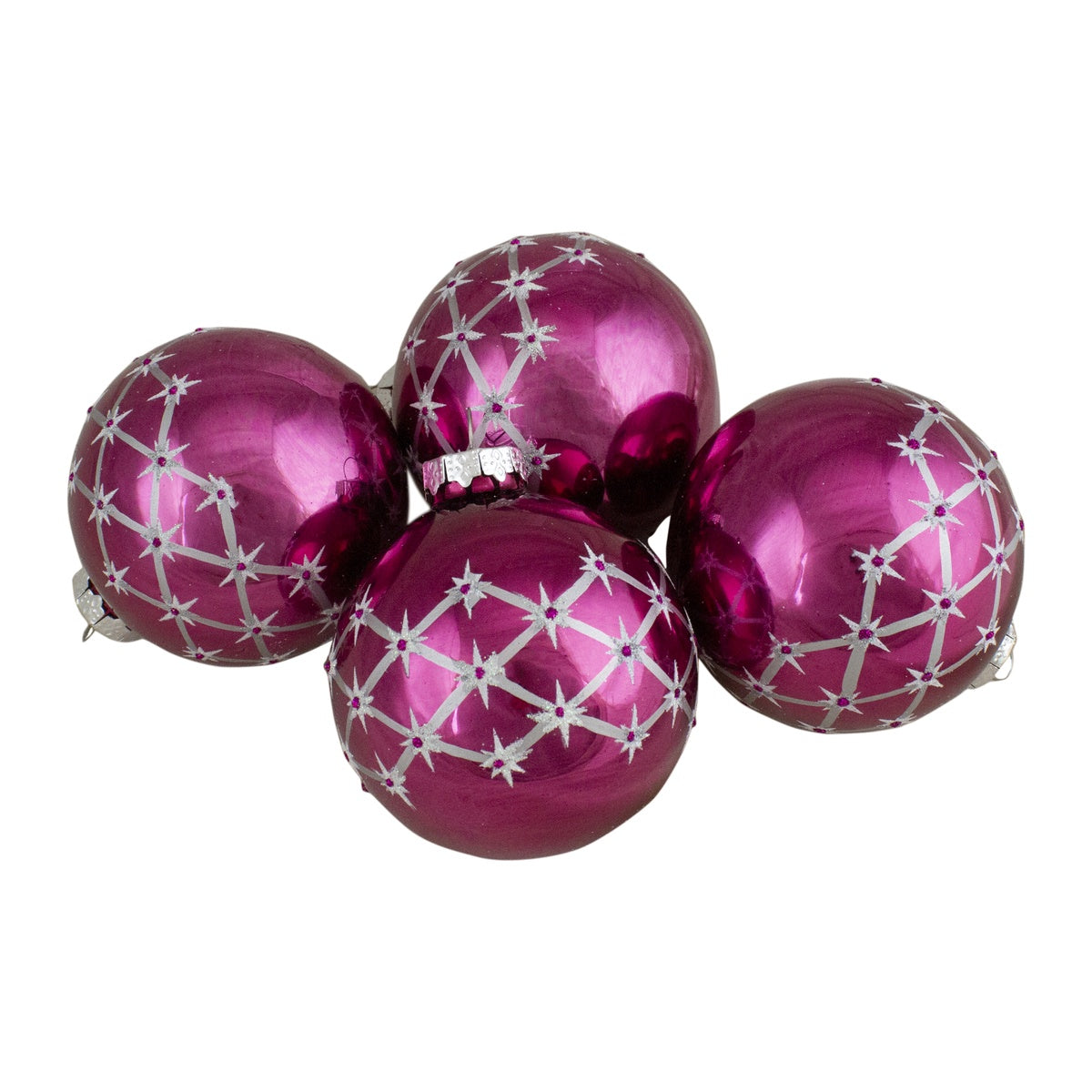  Northlight Set of 4 Pink Glass Ball Christmas Ornaments 3.25-Inch (80mm) - Default Title - Bonton