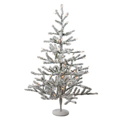 Pre-Lit Medium Flocked Alpine Twig Artificial Christmas Tree - 3' - Warm White Lights