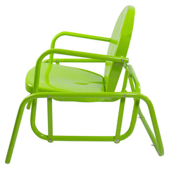 Outdoor Retro Metal Tulip Glider Patio Chair  Lime Green