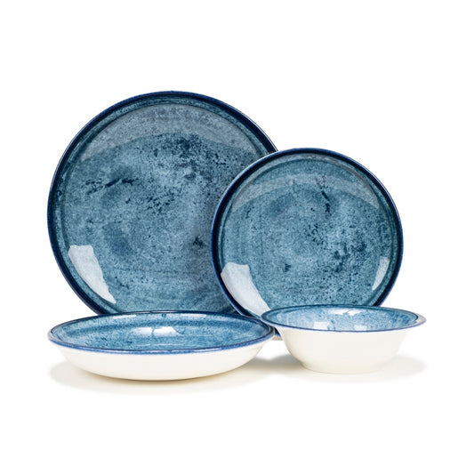 Blue Stone, Porcelain 16-Piece Dinnerware Set