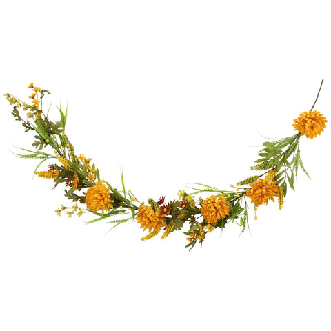 5' X 10" Orange Peony Artificial Fall Harvest Garland  Unlit