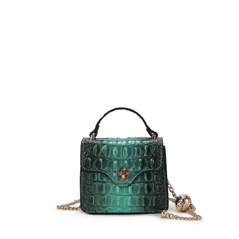 Luxe Croc-Embossed Mini Satchel With Chain Strap