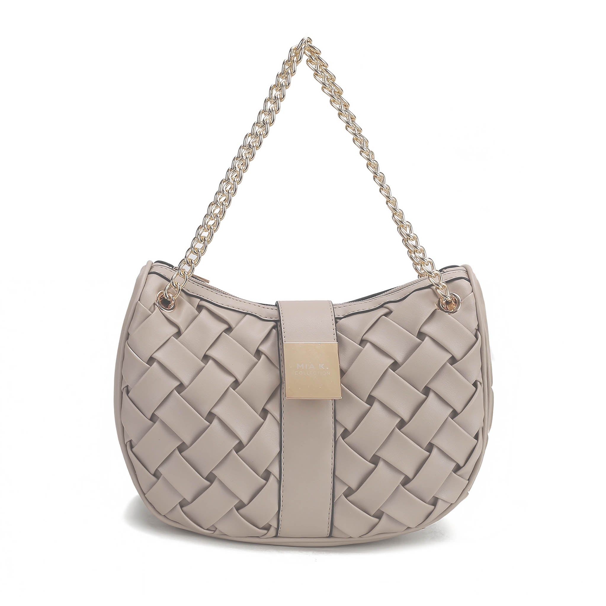  MKF Collection Solari Braided Chain Shoulder Bag - Taupe - Bonton