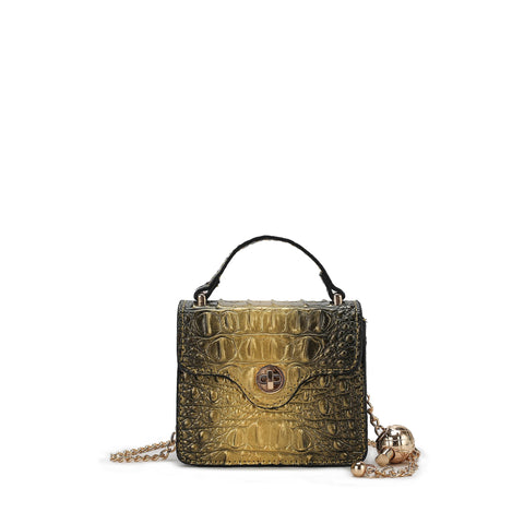 Luxe Croc-Embossed Mini Satchel With Chain Strap