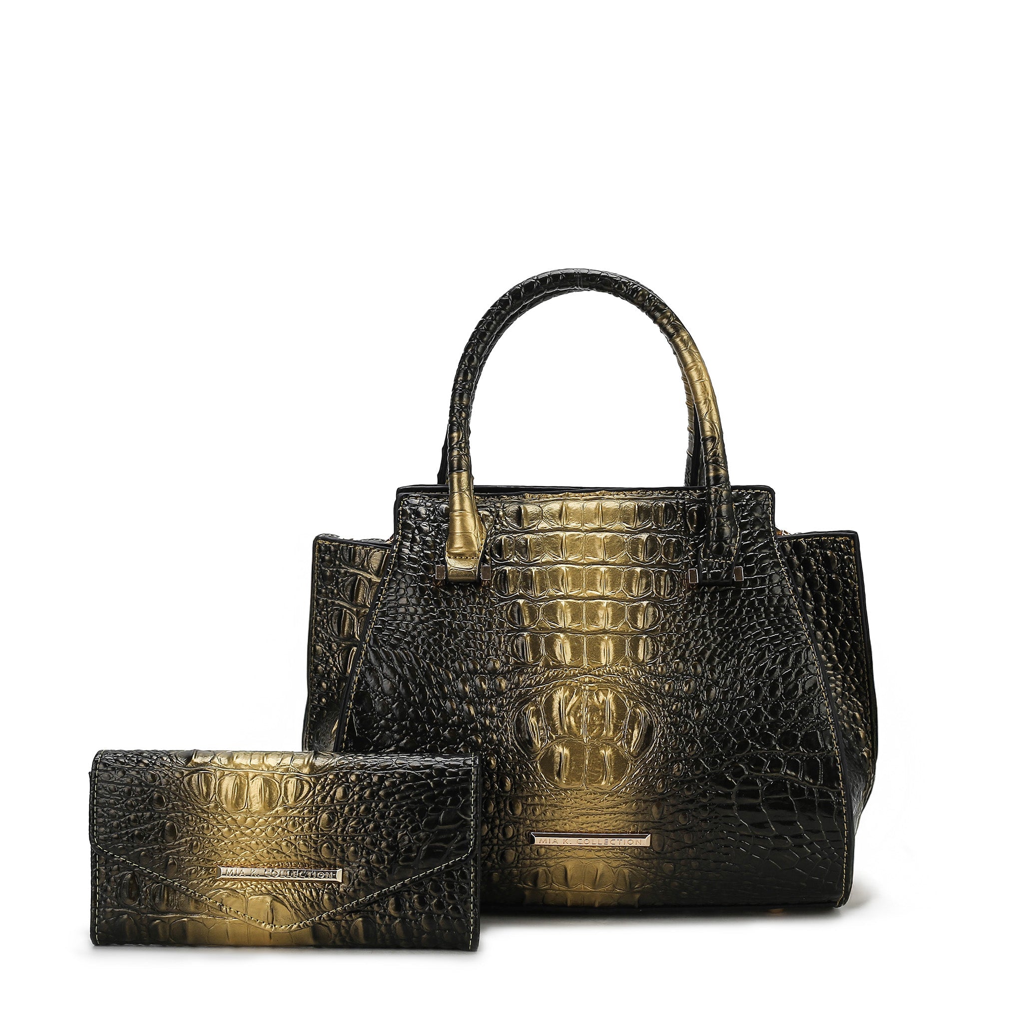  MKF Collection Bently Croc-Embossed Tote and Set - Purple - Bonton