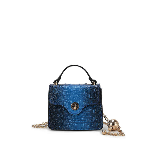 Luxe Croc-Embossed Mini Satchel With Chain Strap