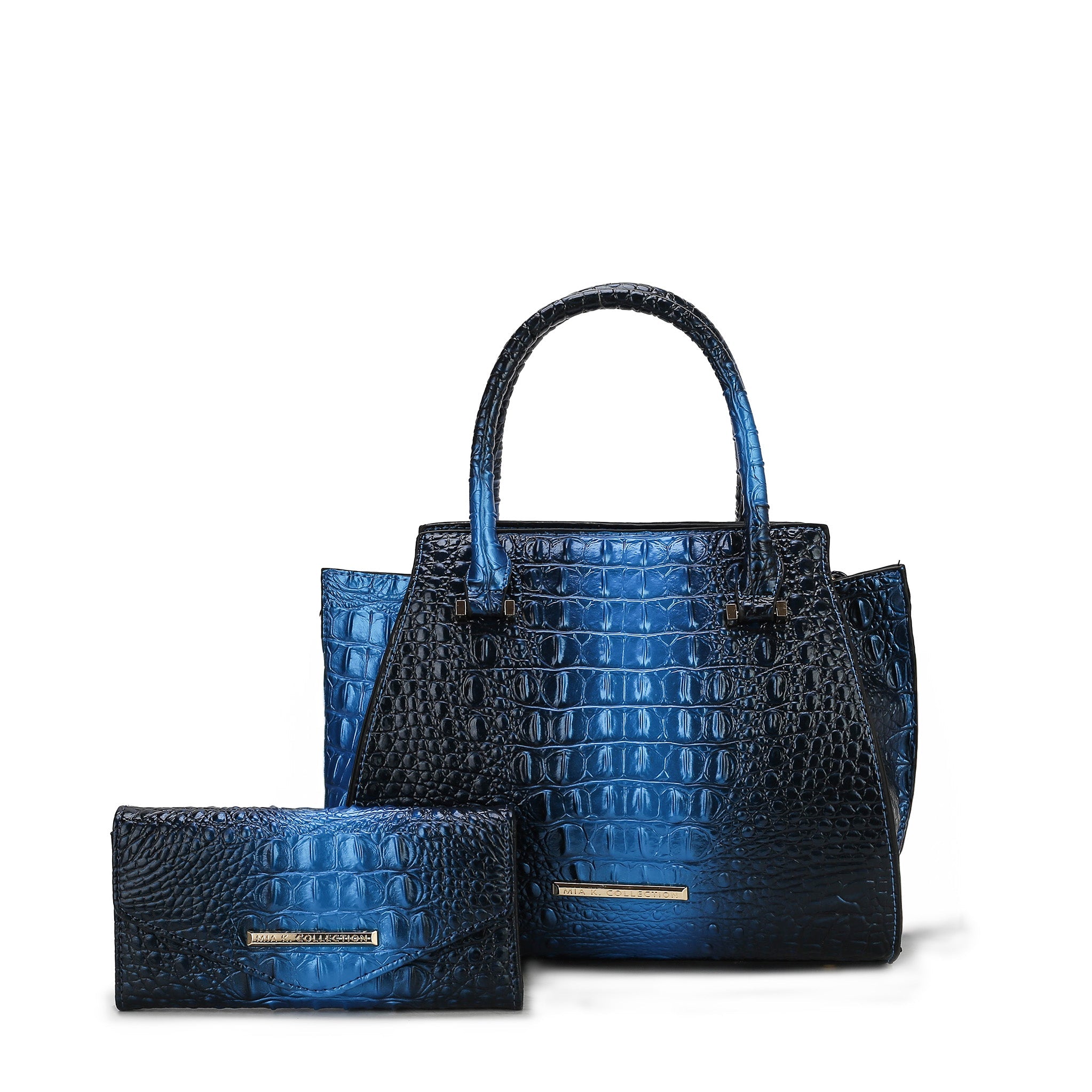  MKF Collection Bently Croc-Embossed Tote and Set - Purple - Bonton