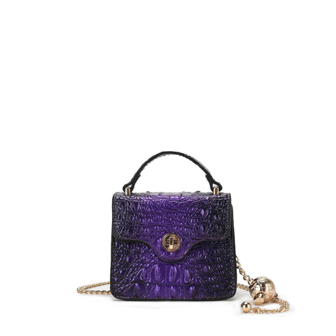 Luxe Croc-Embossed Mini Satchel With Chain Strap