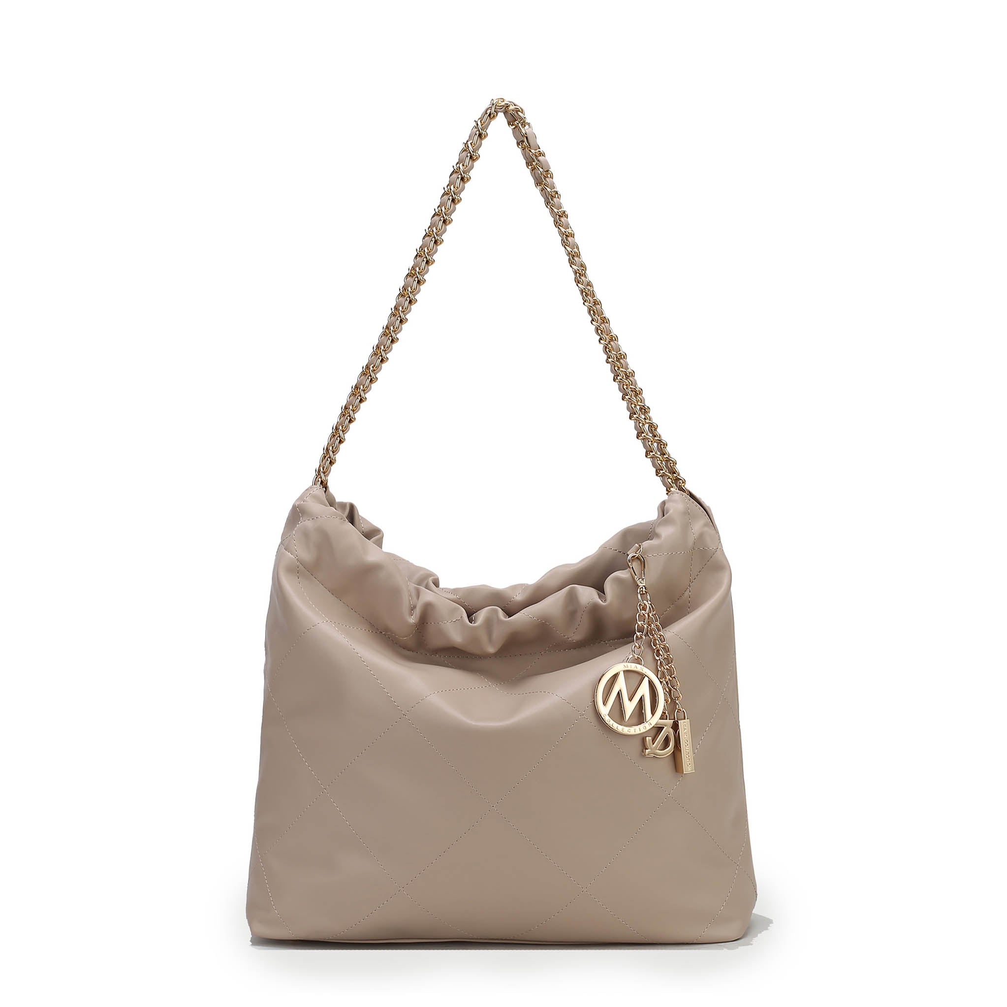  MKF Collection Celestine Quilted Shoulder Bag - Beige - Bonton