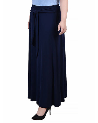 Plus Size Maxi Skirt With Sash Waist Tie