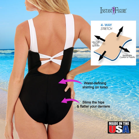 InstantFigure Contrast Trim One Piece Swimsuit 13496P