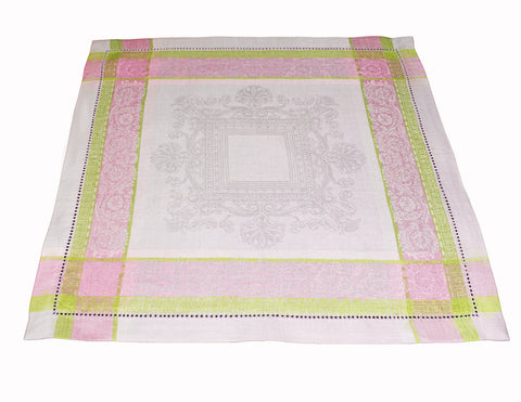 Cleopatra Set of 6 Linen Napkins - Chartreuse, Rose, and Pale Lavender