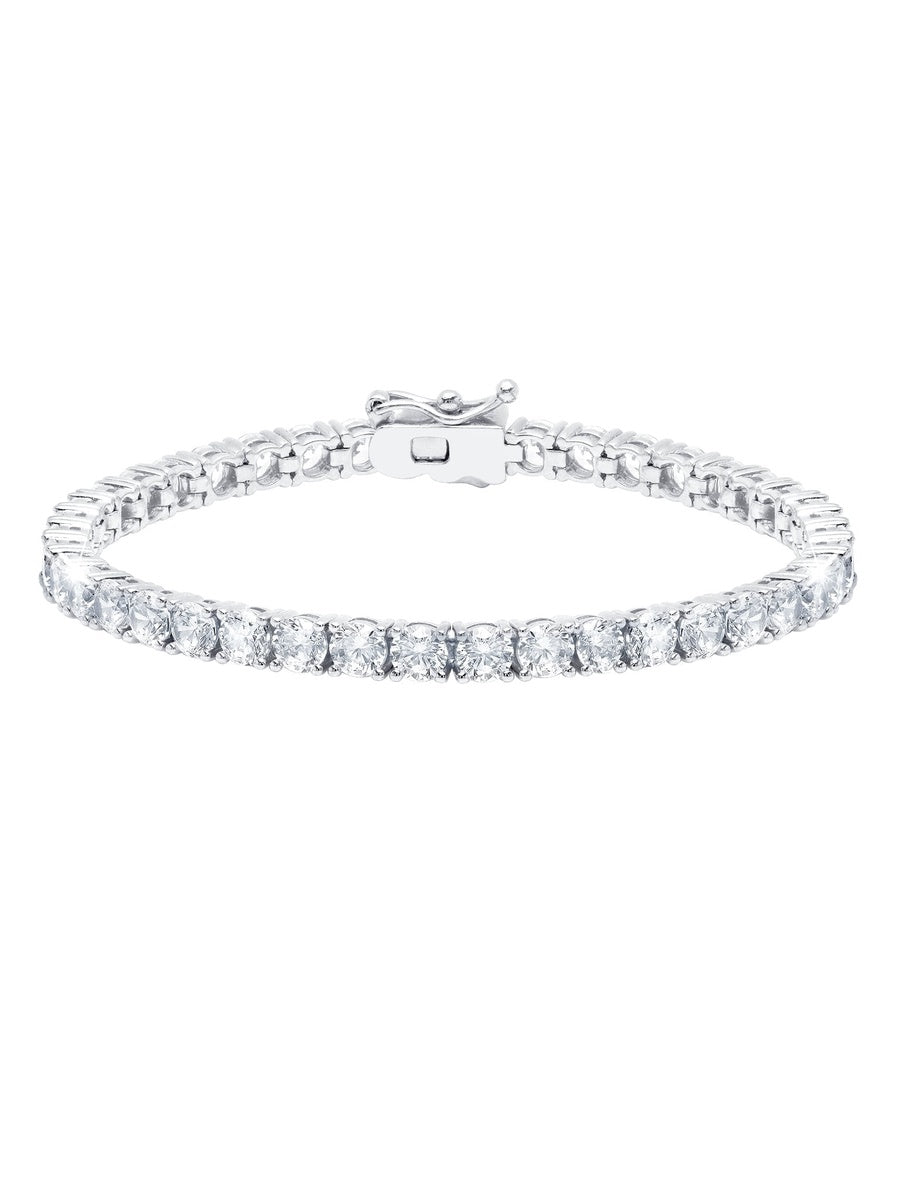  CRISLU Classic Large Brilliant Tennis Bracelet Finished in Pure Platinum - 6.5 - Bonton