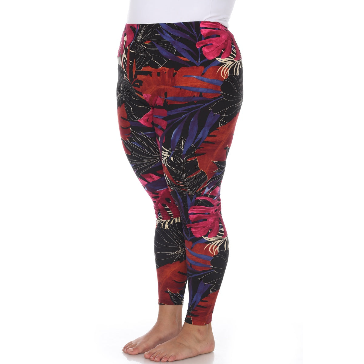  White Mark Plus Size Super Soft Tropical Printed Leggings - one size - Bonton