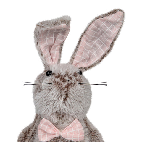 Spring Loaded Rabbit Easter Figure - 17" - Gray and Pink
