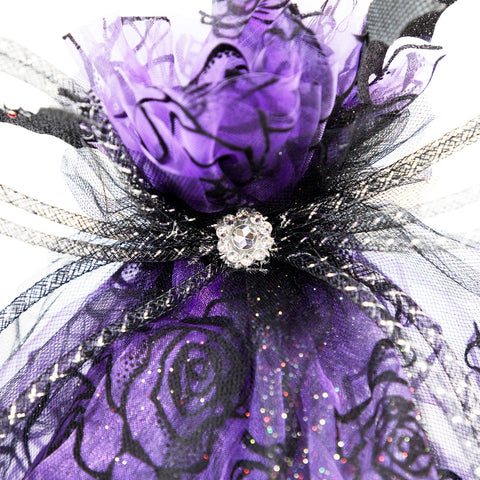 Striped Animated Witches Halloween Broom Decoration - 29" - Purple and Black