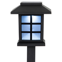 Set of 8 Black Lantern Style Solar Powered LED Pathway Markers  14.25"