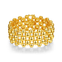 14k Yellow Gold Plated Wide Medallion Mesh Link Bracelet