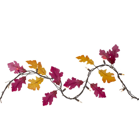 35-Count Fall Harvest Leaves Mini Light Garland Set  8.75ft Brown Wire