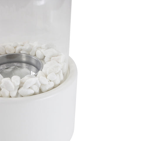 Bio Ethanol Round Portable Fireplace With Base - 10.5" - White